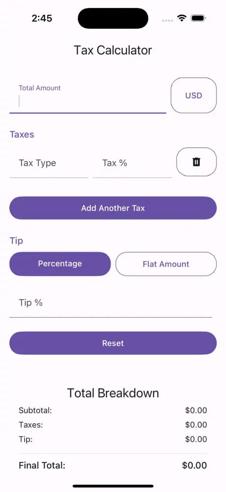 Sales Tax Calculator Screenshot